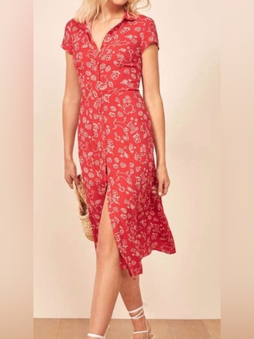 Reformation Wilma Midi Dress Red Size 0 EUC